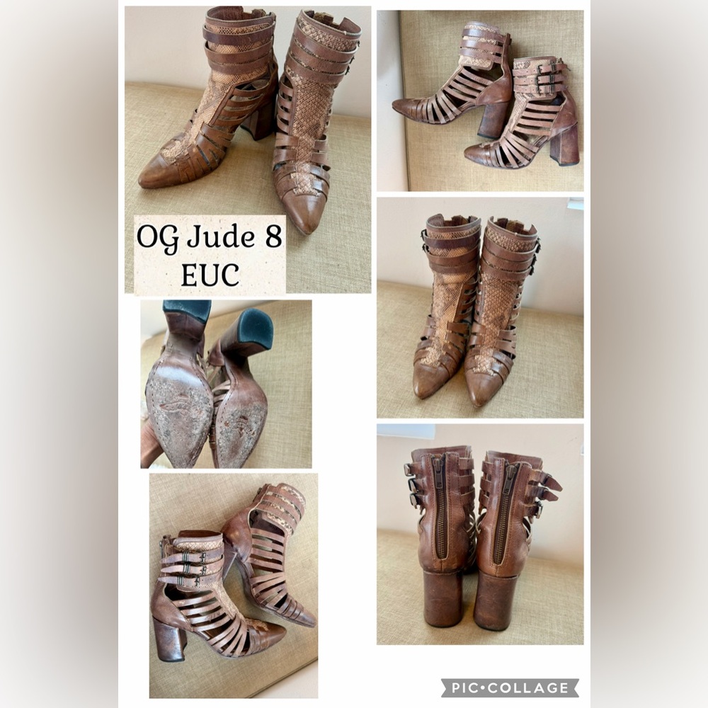 Freebird by Steven OG Jude 8 Blush Strappy Leather Ankle Boots